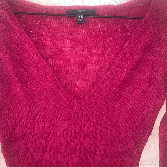 Hot Pink fuchsia scoop neck light weight tunic style sweater mossimo size XS - Picture 2 of 9